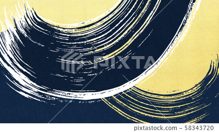 Background-Japanese-Japanese style-Japanese pattern-Japanese paper-Gold leaf-Wave-Brush-Blue