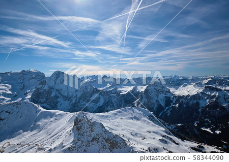 Ski resort in Dolomites, Italy Ski resort in Dolomites, Italy 58344090
