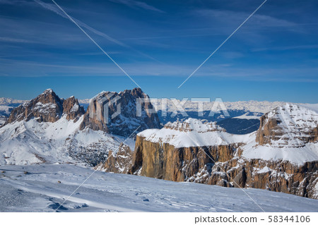 Ski resort in Dolomites, Italy 58344106