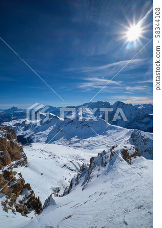 Ski resort in Dolomites, Italy 58344108