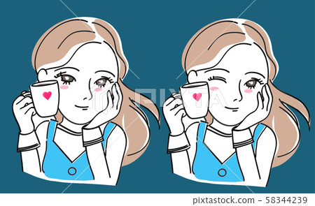 Cute woman coffee break Cute woman coffee break 58344239