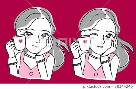 Cute woman coffee break 58344240