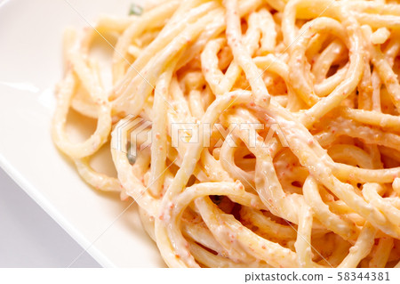 Mentaiko spaghetti salad. 58344381