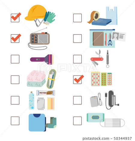 Disaster & emergency outing supplies illustration 03 Disaster & emergency outing supplies illustration 03 58344937