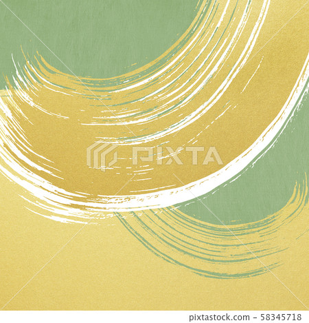 Background-Japanese-Japanese style-Japanese pattern-Japanese paper-Gold leaf-Wave-Brush-Green 58345718