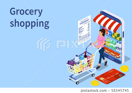 Customer buying in online grocery store 58345745