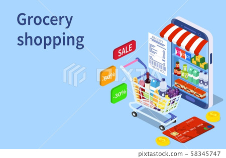 Online Grocery shopping concept. 58345747