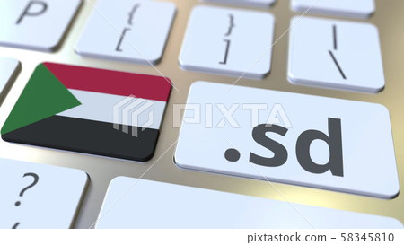 Sudanese domain .sd and flag of Sudan on the buttons on the computer keyboard. National internet Sudanese domain .sd and flag of Sudan on the buttons on the computer keyboard. National internet 58345810
