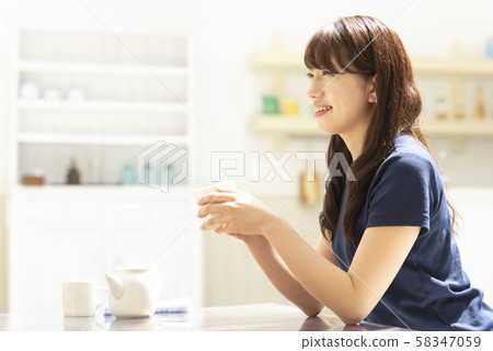 Lifestyle Relax Young woman Coffee Living Lifestyle Relax Young woman Coffee Living 58347059