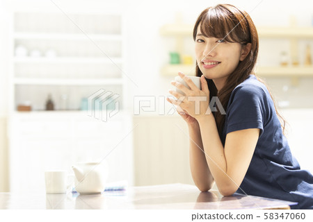 Lifestyle Relax Young woman Coffee Living Lifestyle Relax Young woman Coffee Living 58347060