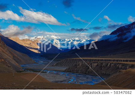 Sunset in Himalayas. Spiti Valley Sunset in Himalayas. Spiti Valley 58347082