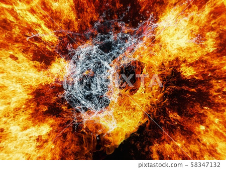 Abstract heart swirling flames and water 58347132