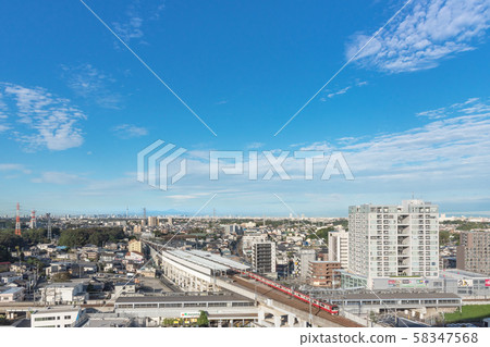 Residential area near Tokyo Matsudo-shi, Chiba View of Higashi-Matsudo Station from downtown 58347568