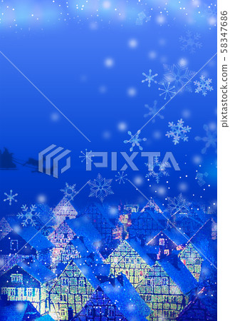 聖誕賀卡在白雪皚皚的小鎮C-4明信片大小 聖誕賀卡在白雪皚皚的小鎮C-4明信片大小 58347686