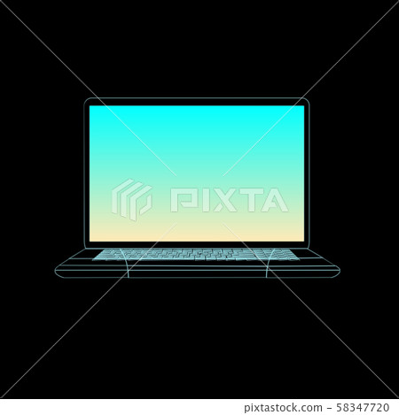 Modern neon, blue flat screen computer, notebook Modern neon, blue flat screen computer, notebook 58347720