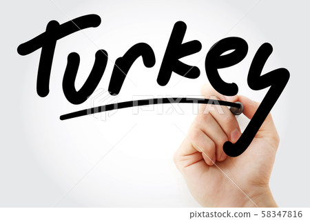 Hand writing Turkey with marker Hand writing Turkey with marker 58347816