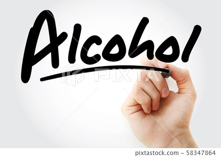 Hand writing Alcohol with marker 58347864