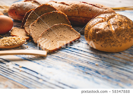 Different kinds of bread with nutrition whole Different kinds of bread with nutrition whole 58347888