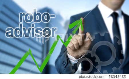 robo advisor concept is shown by businessman robo advisor concept is shown by businessman 58348485