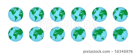 Set of realistic 3D planet maps illustration Set of realistic 3D planet maps illustration 58348976