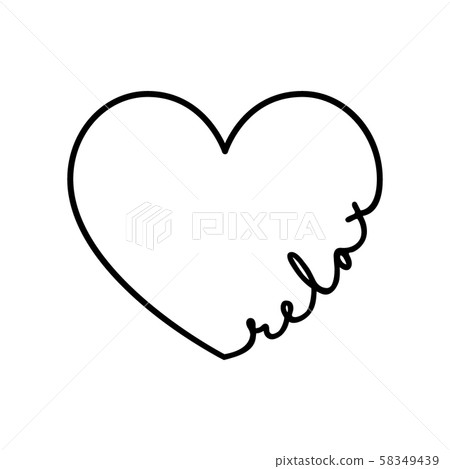 Relax - calligraphy word with hand drawn heart. Lettering symbol illustration for t-shirt, poster 58349439