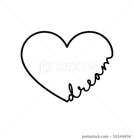 Dream - calligraphy word with hand drawn heart. Lettering symbol illustration for t-shirt, poster 58349456