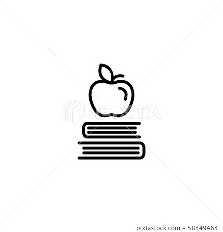 Web line icon. Apple on books, knowledge icon Web line icon. Apple on books, knowledge icon 58349463