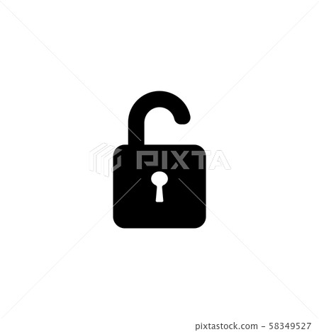 Web line icon. Padlock black on white background Web line icon. Padlock black on white background 58349527