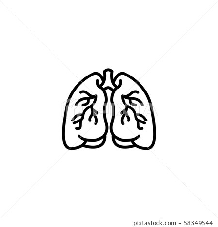 Web line icon. Lungs black on white background 58349544