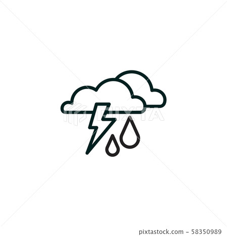 Web icon. Haze (storm), clouds, and rain. Thunderclouds 58350989