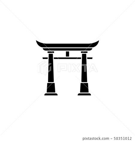 Web icon. Torii, Japan gate black on white background 58351012