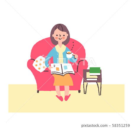 A woman relaxing on the sofa 58351259