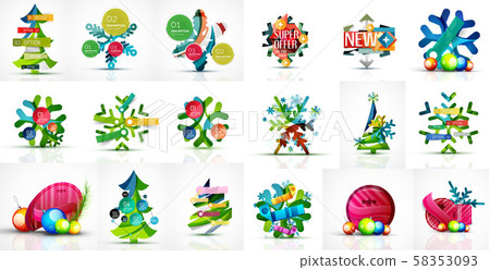 Set of Christmas and New Year holiday banners. Labels, stickers, discount and price tags, holiday 58353093