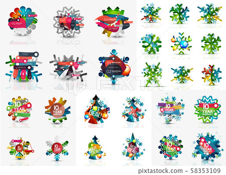 Set of Christmas and New Year holiday banners. Labels, stickers, discount and price tags, holiday 58353109