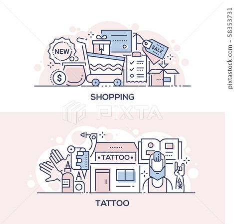 Shopping event and tattoo parlor banner template Shopping event and tattoo parlor banner template 58353731