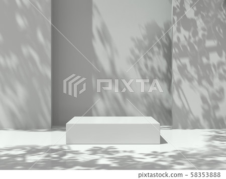 Pedestal for display,Platform for design,Blank product stand in Empty room with Tree shadow on the wall .3D rendering. Pedestal for display,Platform for design,Blank product stand in Empty room with Tree shadow on the wall .3D rendering. 58353888