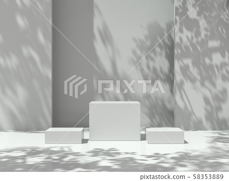 Pedestal for display,Platform for design,Blank product stand in Empty room with Tree shadow on the wall .3D rendering. Pedestal for display,Platform for design,Blank product stand in Empty room with Tree shadow on the wall .3D rendering. 58353889