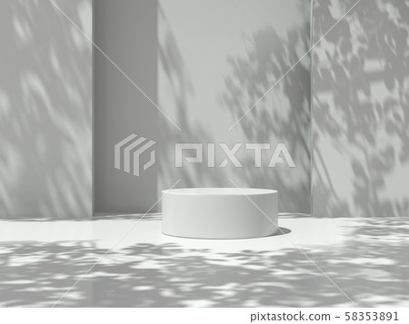 Pedestal for display,Platform for design,Blank product stand in Empty room with Tree shadow on the wall .3D rendering. Pedestal for display,Platform for design,Blank product stand in Empty room with Tree shadow on the wall .3D rendering. 58353891