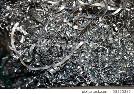 Steel scrap materials recycling. Aluminum chip 58355285