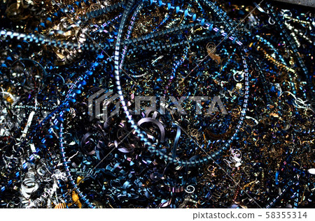 Steel scrap materials recycling. Aluminum chip 58355314