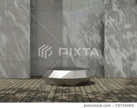 Metal pedestal for display,Platform for design,Blank product stand in Empty room with Tree shadow on the wall .3D rendering. Metal pedestal for display,Platform for design,Blank product stand in Empty room with Tree shadow on the wall .3D rendering. 58356068