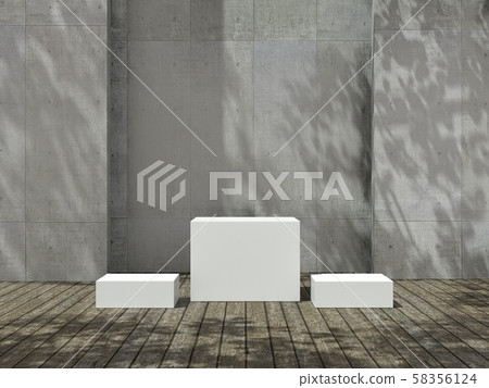 Pedestal for display,Platform for design,Blank product stand in Empty room with Tree shadow on the wall .3D rendering. Pedestal for display,Platform for design,Blank product stand in Empty room with Tree shadow on the wall .3D rendering. 58356124
