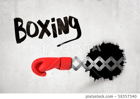 3d rendering of concrete wall with title 'Boxing', and black hole and red boxing glove popping out 3d rendering of concrete wall with title 'Boxing', and black hole and red boxing glove popping out 58357340