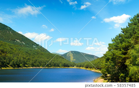 Picturesque lake, mountains and sky. The concept 58357485