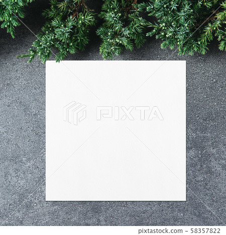 Empty white square poster or card mockup with 58357822