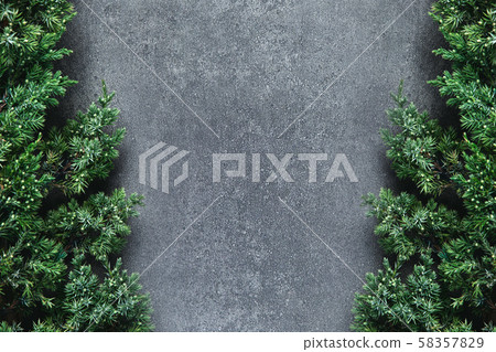 Christmas background with borders of fluffy green Christmas background with borders of fluffy green 58357829