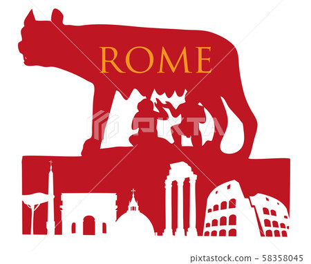 The Symbol Of Rome, Capitoline Wolf with roman 58358045