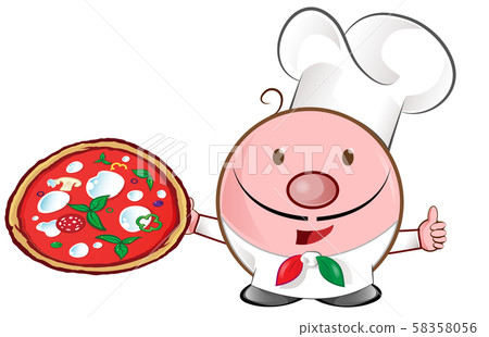 pizza chef mascot cartoon 58358056