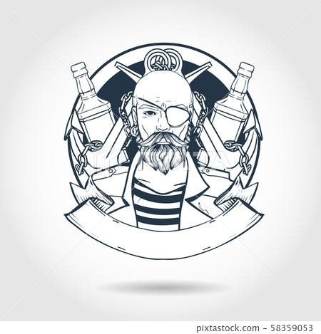 Sketch pirate face Sketch pirate face 58359053