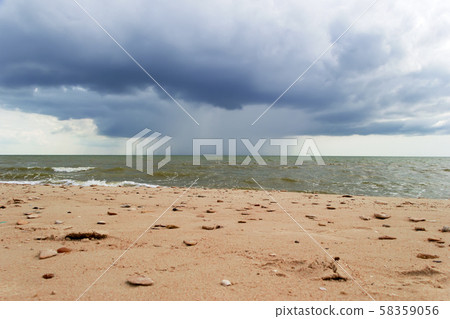 Weather front coming over sea, storm is approaching. One minute before the hurricane. Cyclone Weather front coming over sea, storm is approaching. One minute before the hurricane. Cyclone 58359056